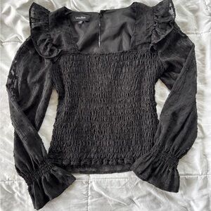 Black Smocked Blouse
